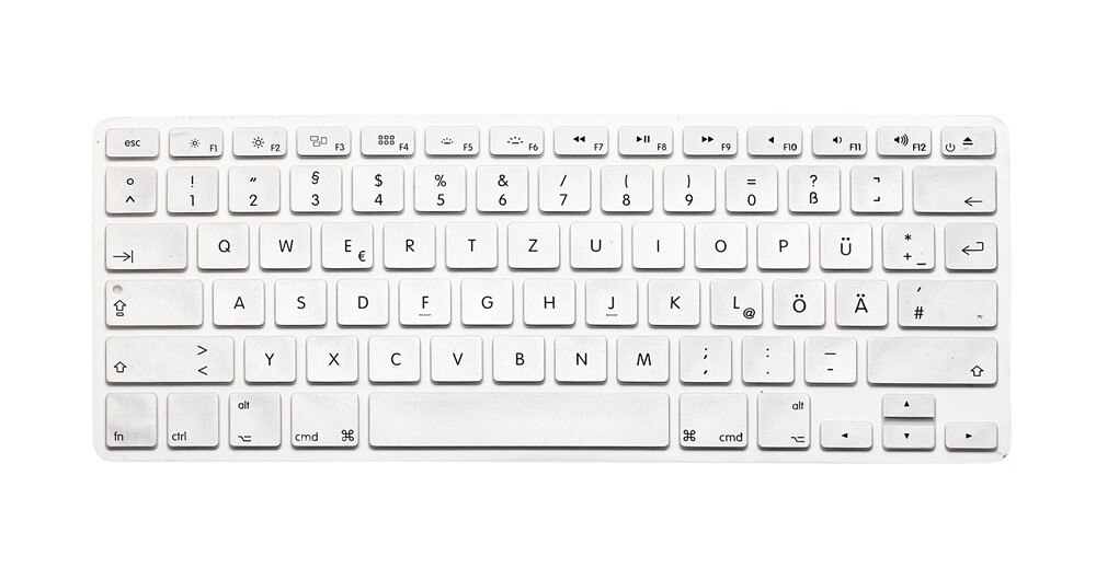 US Layout German Letters Deutsche Alphabet Keyboard Stickers for Macbook Pro 13" 15" 17"/ Macbook Air 13 Silicone keyboard Cover: Silver