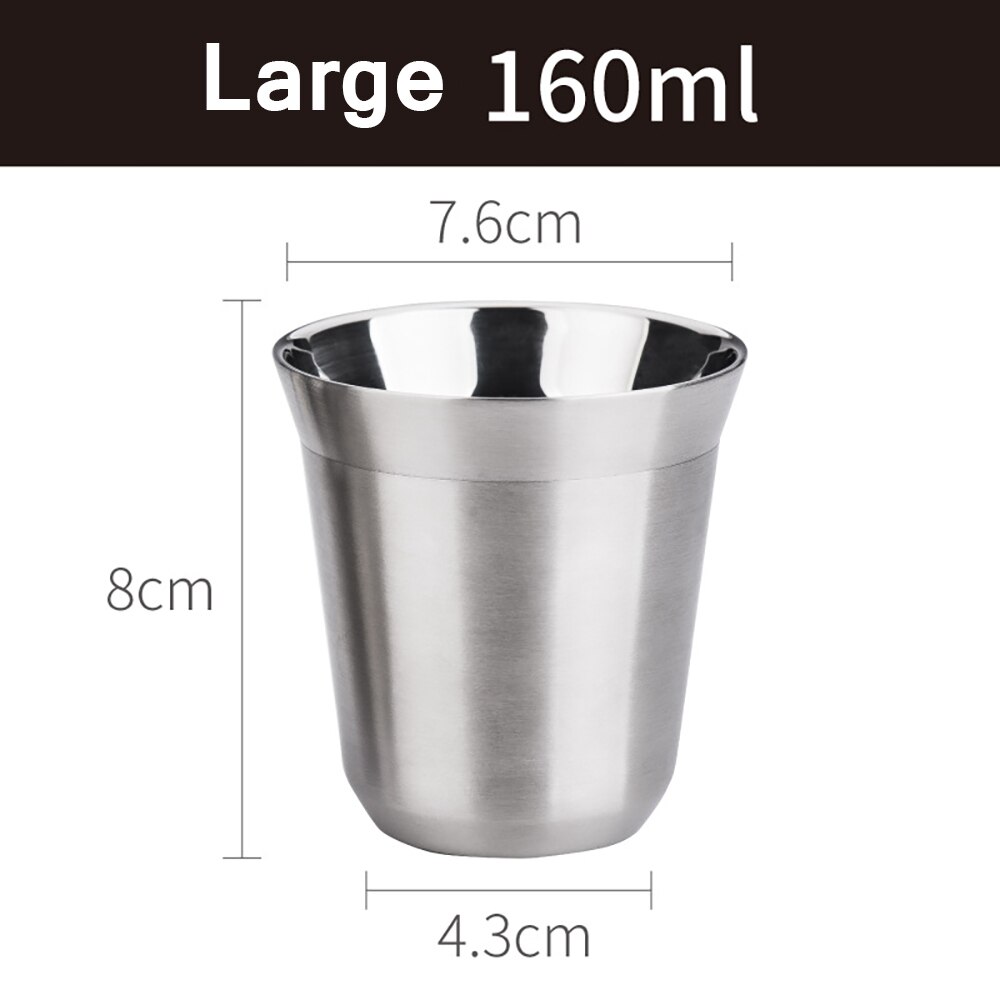 Stainless Steel Coffee Cup Double-Layer Heat Insulation And Anti-Scalding Capsule Coffee Cup 80ml 160ml