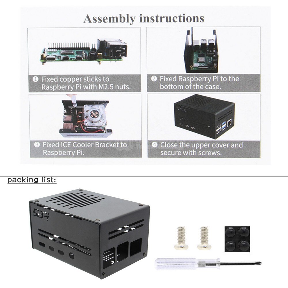 Raspberry Pi 4 Metal Case for Raspberry Pi 4 & Raspberry Pi Horizontal ICE Tower Cooler / CPU Cooling Fan