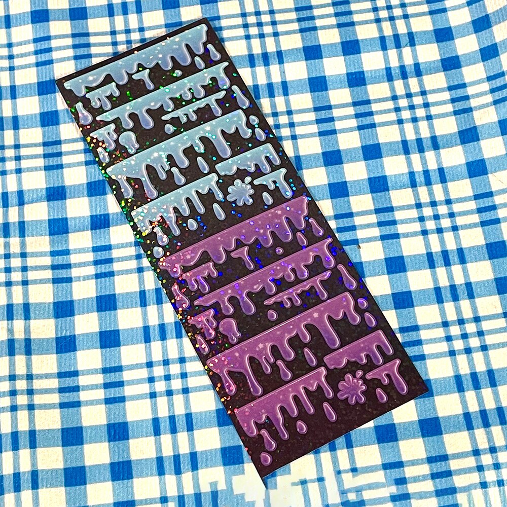 INS Color Milk Flow Dripping Mark Idol Card Stickers DIY Scrapbook Junk Journal Diary Photo Album Mobile Phone Computer Stickers