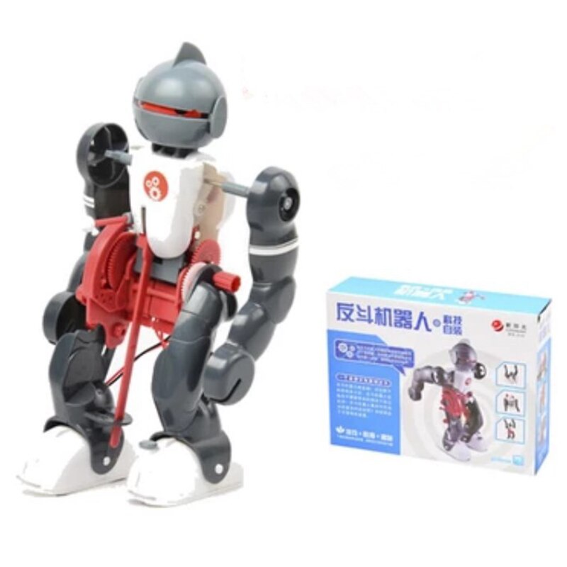 Durable Robot Assembly Mechanical Actions Flashing Simulation Vibration Toy Robot Red White Intelligent Smart DIY Robot