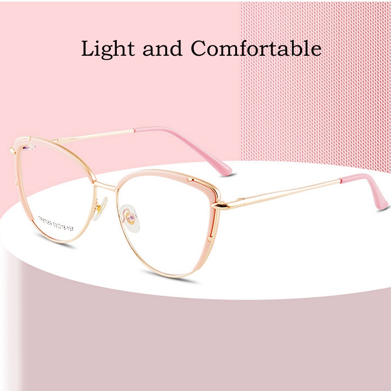 YIMARUILI Retro ojo de gato bloqueo de luz azul gafas graduadas ópticas montura mujer gafas de aleación de 87069