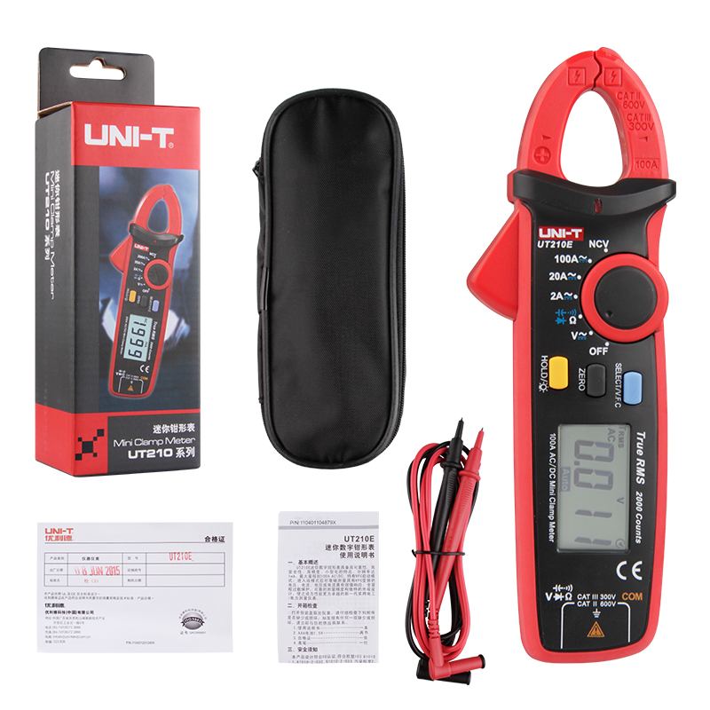 Uni-t  ut210e true rms digital klämma  ut210a/ b/c/d/e ac/dc ström/spänning automatisk räckvidd kondensator kontaktfri multimeter