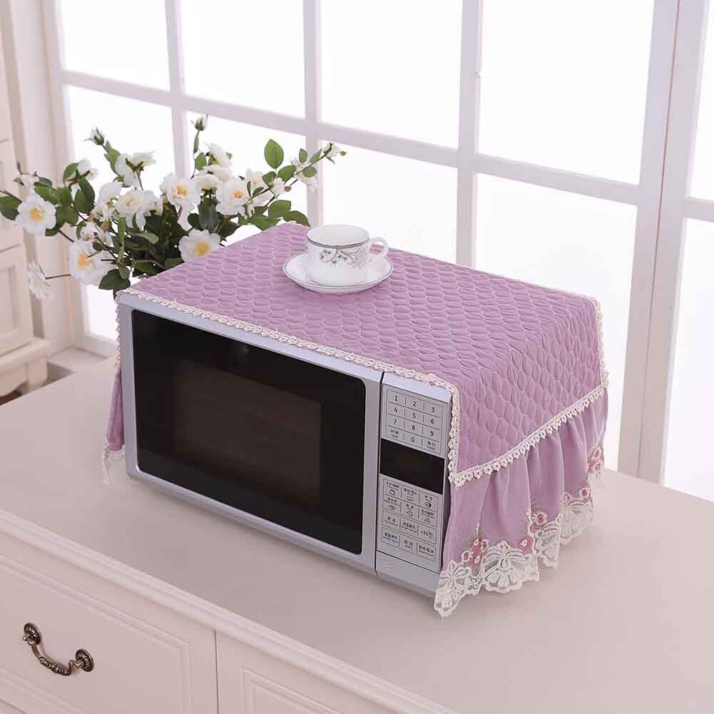 Capa simples engrossado proteção acessórios da cozinha microondas forno capa casa anti óleo decoração à prova de poeira rendas bordado