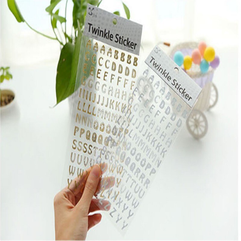 1sheet/pack Numbers sticker DIY Bronzing silver font English alphabet stickers education DIY scrapbook