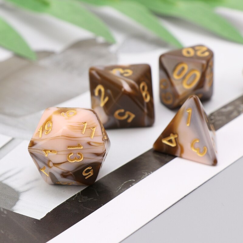 7pcs/set Coffee Milk White color Sided Dice with easy to roll