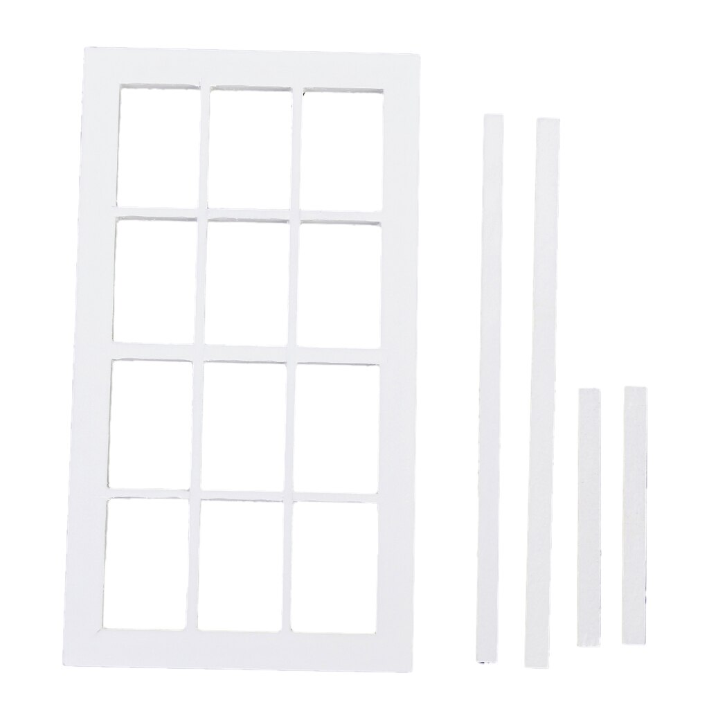 12th Dollhouse Miniature White Wooden 12-Pane Window Frame Dolls House Furniture