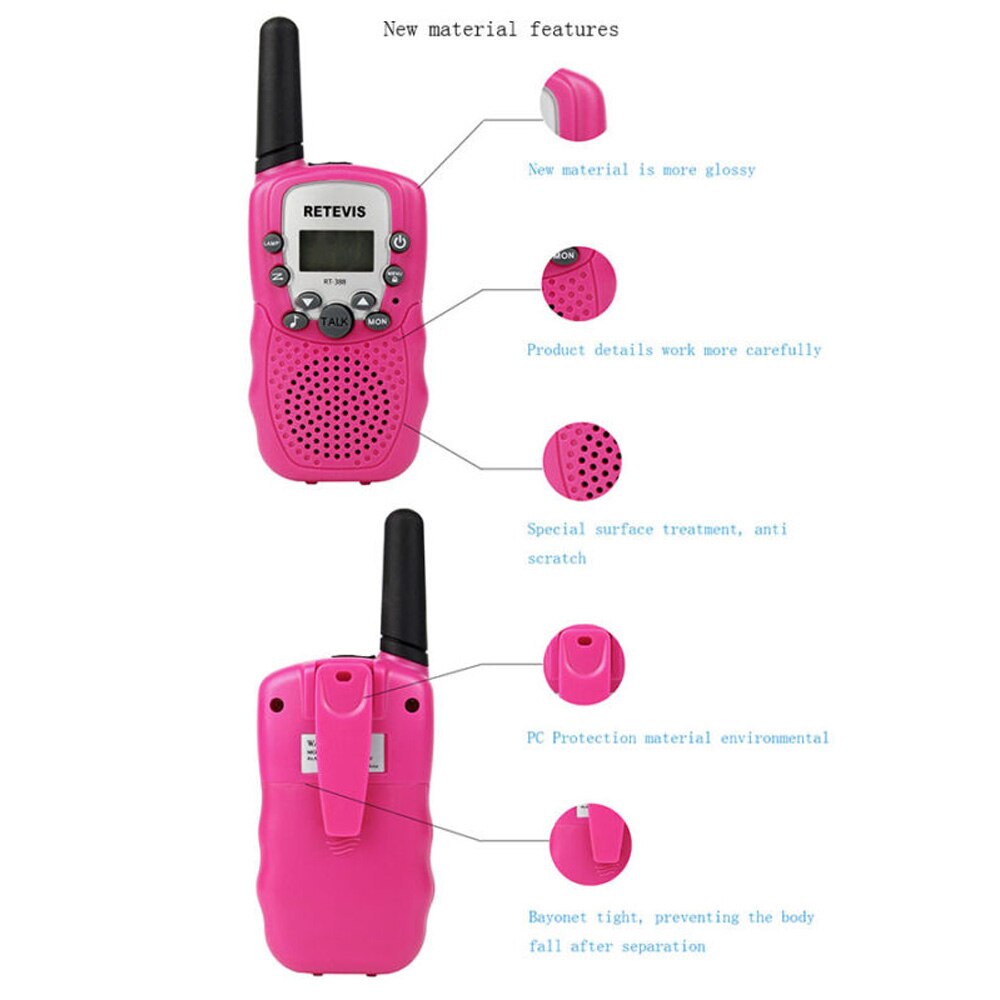 RT388 pratique enfants talkie-walkie 2 pièces Mini Radio bidirectionnelle PMR FRS lampe de poche de noël jouet talkie-walkie pour les enfants