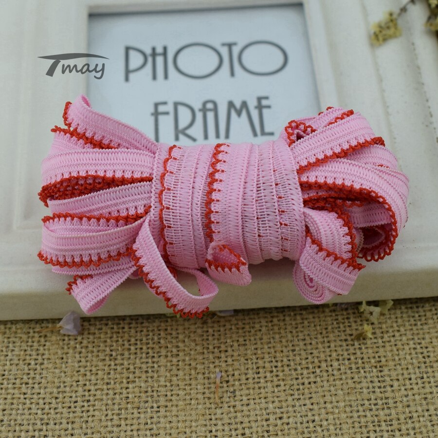 #245 roze en rode patchwork elastieken 8 meter stretch elastiek kanten rand baby ondergoed broek bh kanten broek elastieken diy