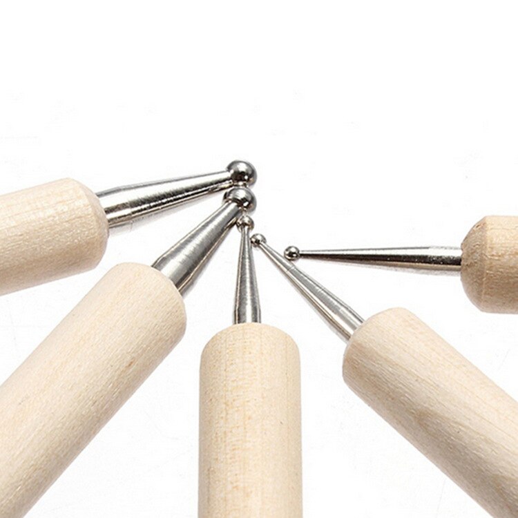 Pluma de madera de 2 vías para punteado de uñas, herramienta de marmoleado para manicura, herramientas de belleza con mango, recolector de diamantes de imitación, Kit de herramientas de pintura de uñas, 5 uds.