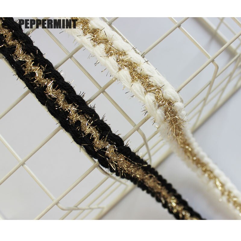 1 yard Black & white Braid Trim golden Gemengde Touw Kant deco geweven Singels Naaien Accessoire voor Kleding DIY Trimmen