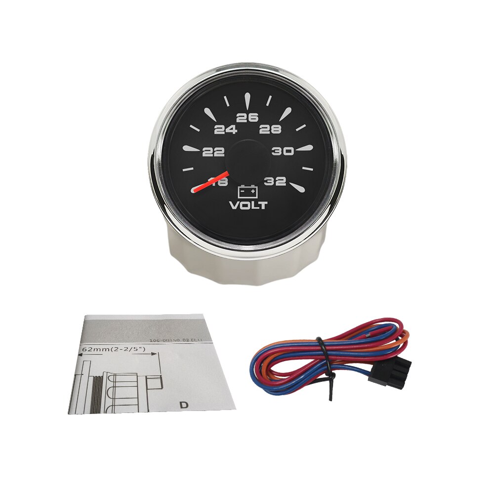 52Mm Voltmeter Volt Gauge Meter 12V 24V Voor Auto Boot Met 8 Kleuren Backlights: 24V BS