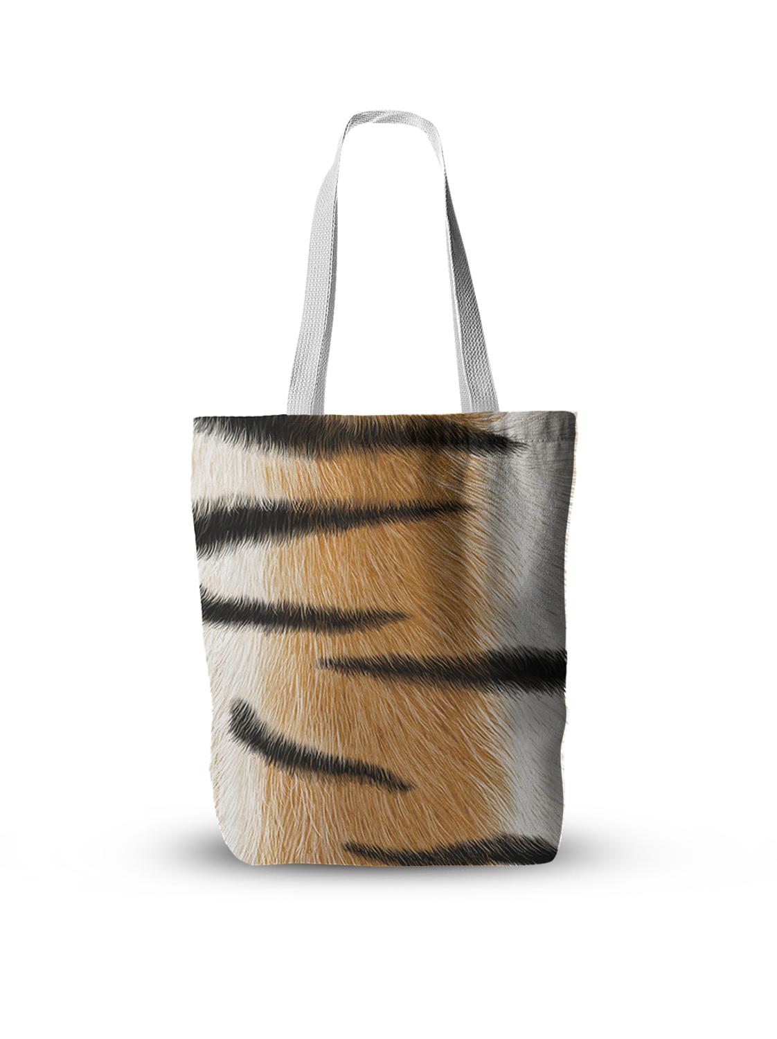 Animal Skin Canvas Bag Leopard Print Tiger Cat Skin Handbag Foldable Large Capacity Shoulder Bag Grocery Storage Bag: style7