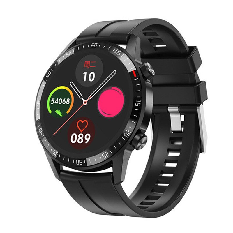 Q88 montre intelligente Bluetooth appel 46MM plein rond moniteur de fréquence cardiaque cadran réponse Sport Fitness hommes Smartwatch: Black