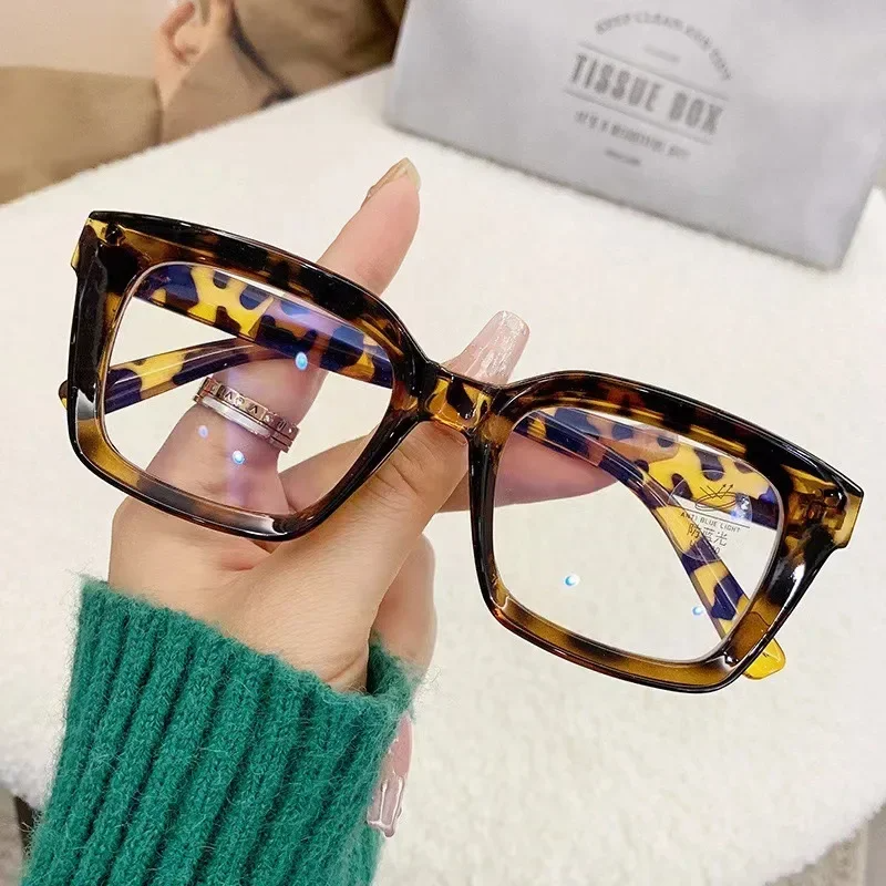 Gafas de protección contra luz azul para mujer, montura de gran tamaño, gafas Vintage, gafas de ordenador, montura completa, gafas transparentes de protección ocular: Transparente