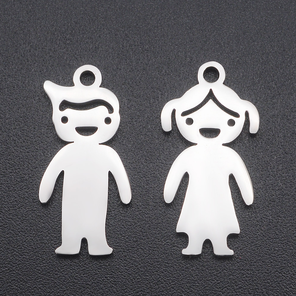 5 Stks/partij 316 Roestvrij Staal Jongen Meisje Familie Charm Hanger Dochter Bedels Voor Armband Maken Sieraden Hanger