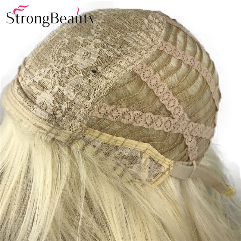 StrongBeauty Synthetic Women Wigs Fluffy Natural Medium Length Wavy Blonde/Golden Hair Capless Wig