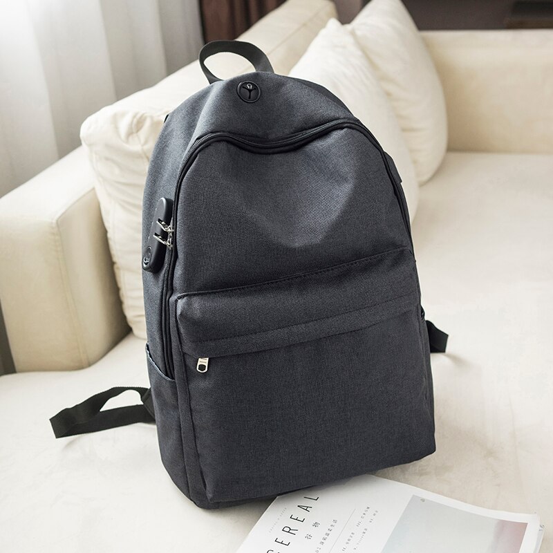 Meninos adolescentes sacos de escola anti roubo mochila homens náilon preto usb bookbag estudantes faculdade high schoolbag menino adolescente novo: Default Title