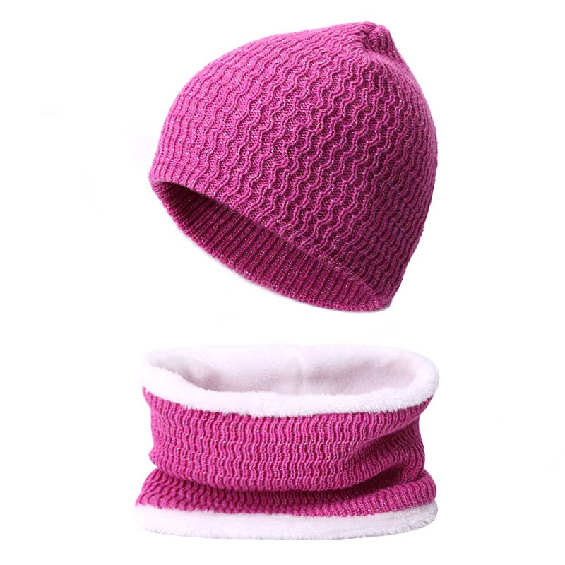 Todelt tørklæde og hue kvinder hue hue strikket kalot efterår vinter varme casual hatte unisex hold elastiske hatte udendørs: G