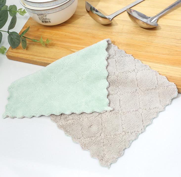 1pc keukengereedschappen gadgets superabsorberende microvezel keuken vaatdoek zeer efficiënte servies huishoudelijke schoonmaakdoek: Groen en grijs