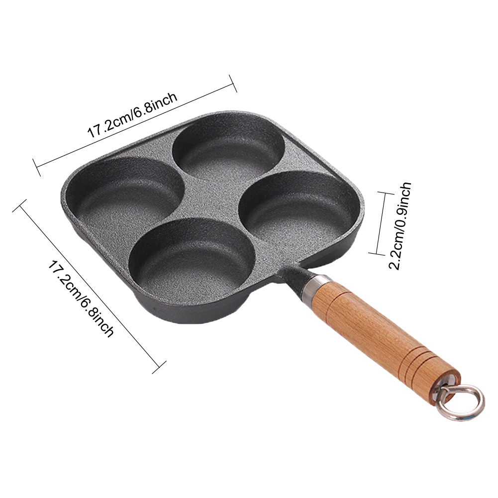 5-ronde gaten eierkoekenpan gietijzeren kookgerei pannenkoekpan creatieve ontbijtgrill kookpot voor gasfornuis inductiekookplaat: Paars