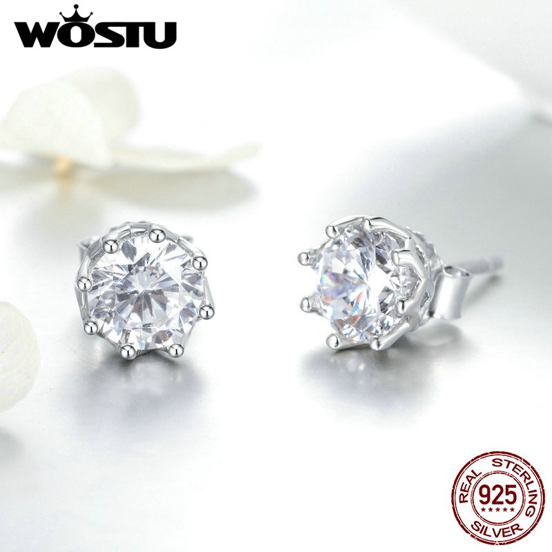 WOSTU Echt 100% 925 Sterling Silber Funkelnden Licht Zucht Ohrringe Für Frauen Engagement Hochzeit Frische Schmuck CQE499