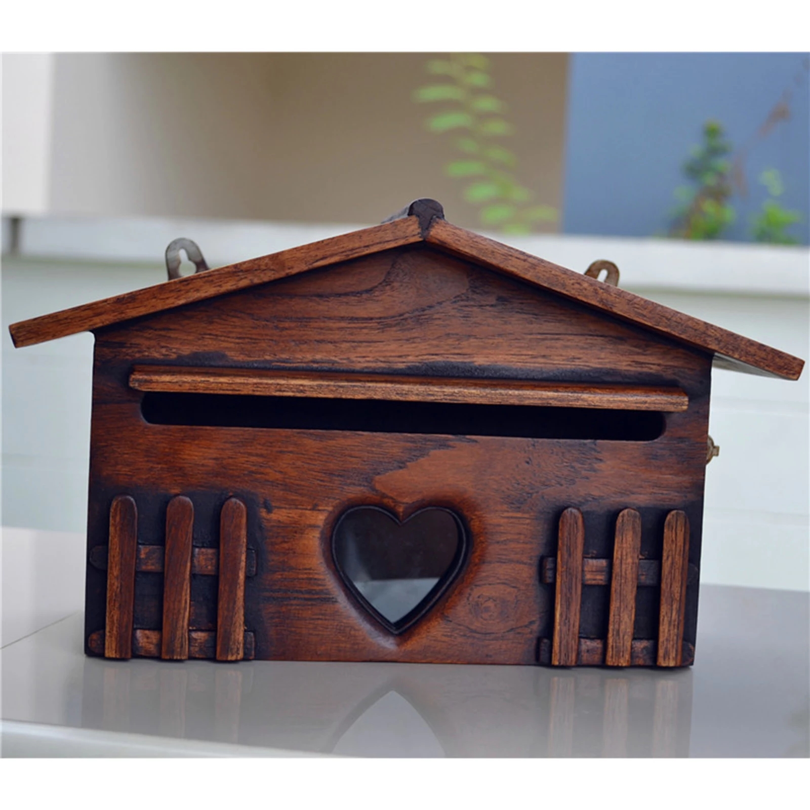 Buzón de madera para exteriores, buzón de correos Vintage a prueba de lluvia, cajas de letras, adornos de pared de amor para exteriores, buzón Bloqueable, 사함 함: Default Title