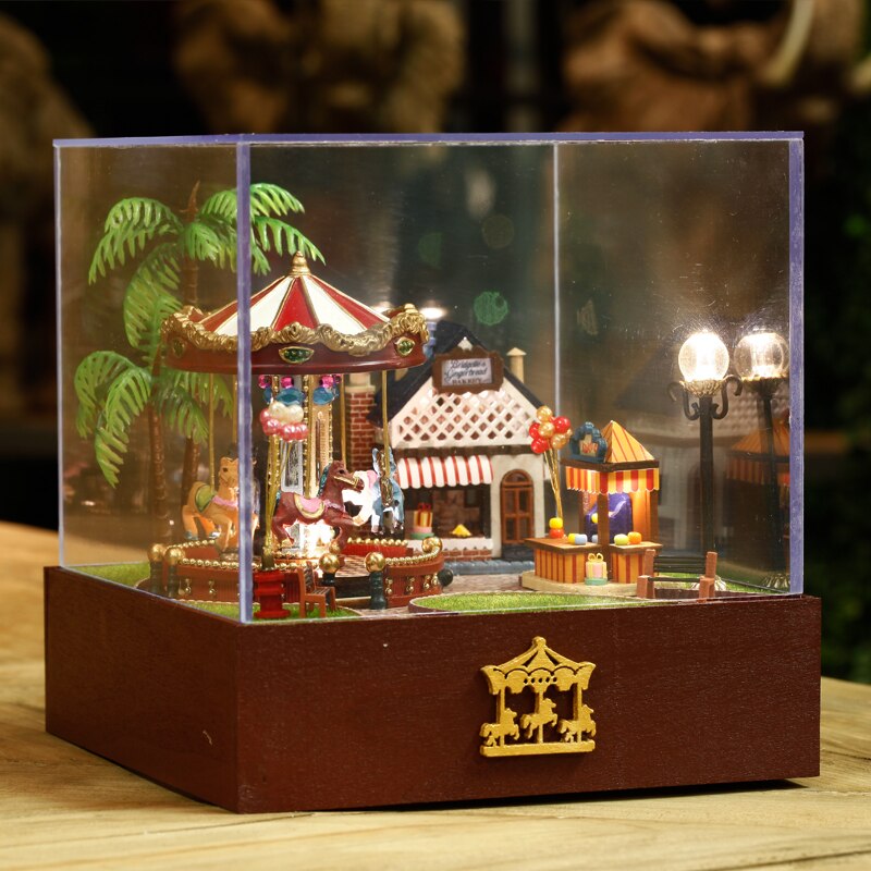 Boîte à musique style carrousel DIY | Boîte à musique en bois pour bonheur et soleil, jouet éducatif fait à la main européen, décoration de la maison, pour enfants