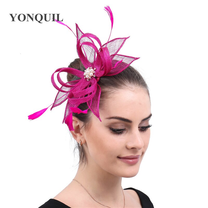 Blanc Sinamay coiffure de mariage pour mariée chapeau Fascinator cheveux accessoires épingle à cheveux mariée dames nouvelle chapeaux
