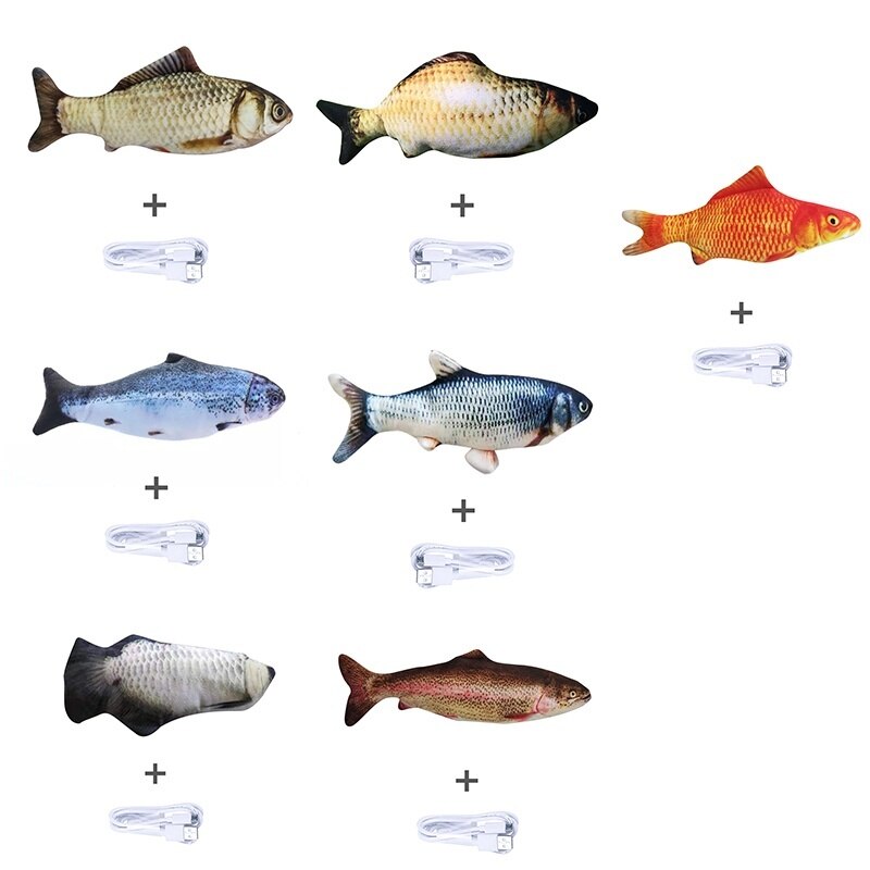 Drôle interactif animaux oreiller électrique Wagging poisson chat jouet cataire Kicker jouets mâcher morsure coup de pied électrique mobile poisson chat jouet réel