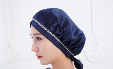 100% Silk Sleeping Cap Soft Silk Night Sleep Cap Sleeping Hat Bonnet Burgundy Sleepwear With Tie Adjustable: dark blue