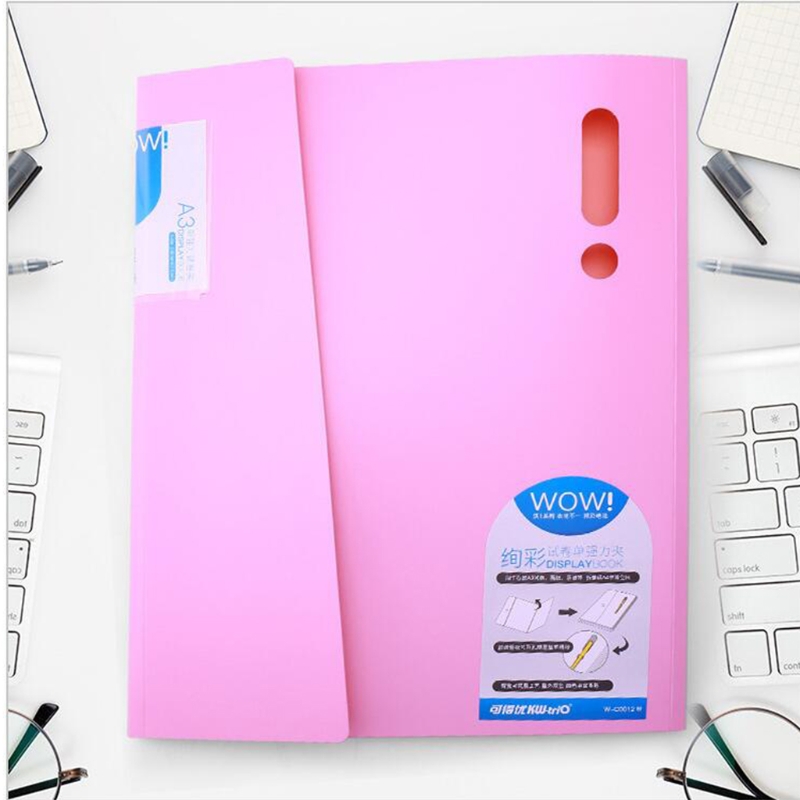 Simple Foldable A3 File Folder Test Paper Organizer Folder Hollow-out Pen Holder 100 Sheets Large Capacity