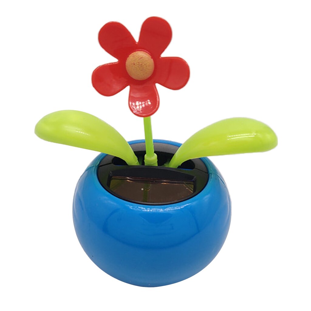 Solar- angetrieben Blume Sonnenblumen Tanzen Schaukel Puppe Spielzeug Wohnkultur Auto Ornament Blumentopf Figur -Blau