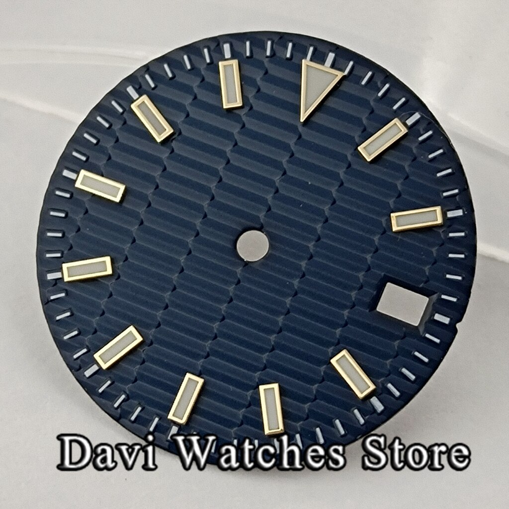 29Mm Steriele Wijzerplaat Blauw/Geel/Zilver Wijzerplaat Blauw Lichtgevende Fit NH35 NH36 Beweging Horloge Gezicht: A3