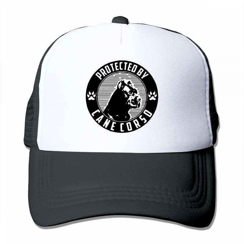 Protected by cane corso Baseball cap men women Trucker Hats adjustable cap: 4-Black