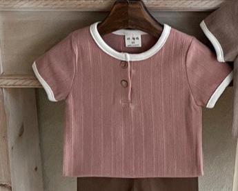 2022 Baby Zomer T-shirt Zoete Zuigeling Meisje Toevallige Eenvoudige Solid Korte Mouwen Tees Peuter Jongen Dunne Katoenen T-shirt: pink / 12M 80cm  