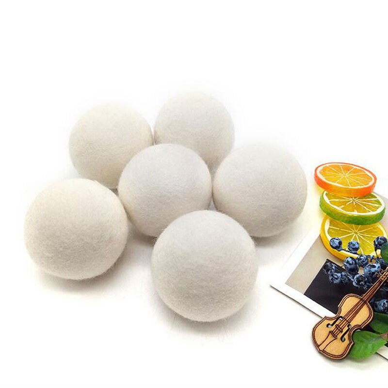 6 pièces 6cm blanc feutre boule de laine perles pour faire artisanat feutre Poms laine Roving réduire l'électrostatique de vêtements balle sèche
