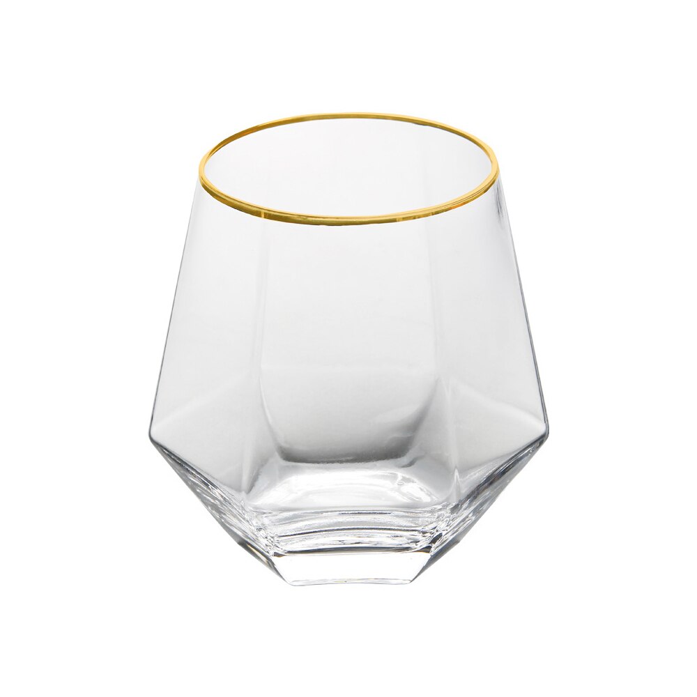 Diamant Whiskey Glas Diamant Kristall Glas Tasse golden Rand transparent Kaffee Milch Tee Becher Heimat Bar Getränk Paar: 02