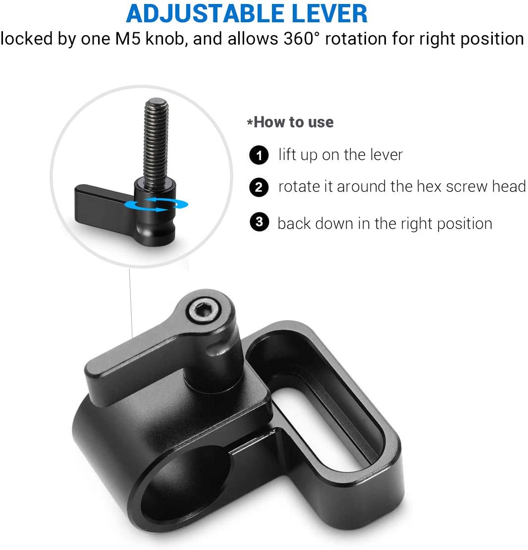 SmallRig Universial 15mm Rod Clamp with 1/4" Hole Screw Slot Camera Rig for Monitor Microphone Support 1493