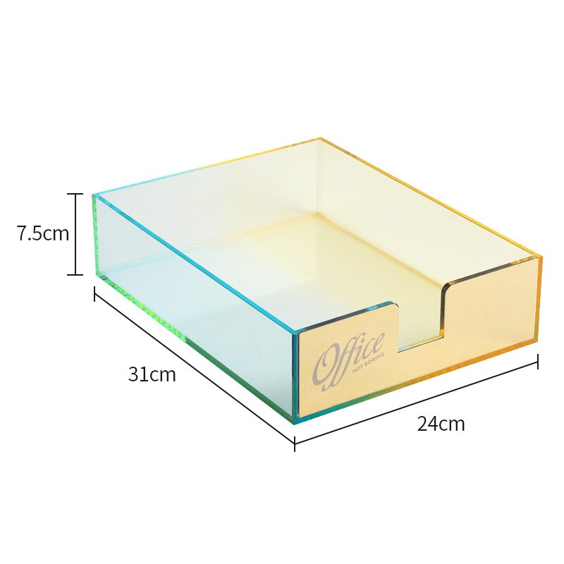Organizador de escritorio para documentos, soporte acrílico antigolpes, caja de almacenamiento para casa, oficina, libros, documentos, estuche de lápices, estante, organizador de papelería: Flat Box-Green
