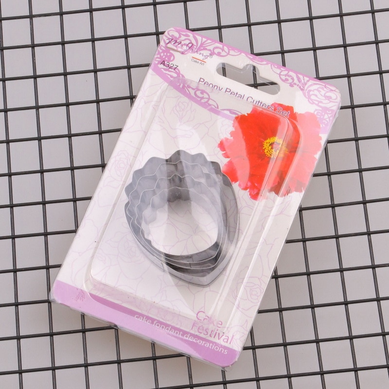Stainless Steel Peony Flower Petal Cake Cutter Slicer Set DIY Fondant Cake Decarating Tools Kitchen Accessories 4pcs/set A327