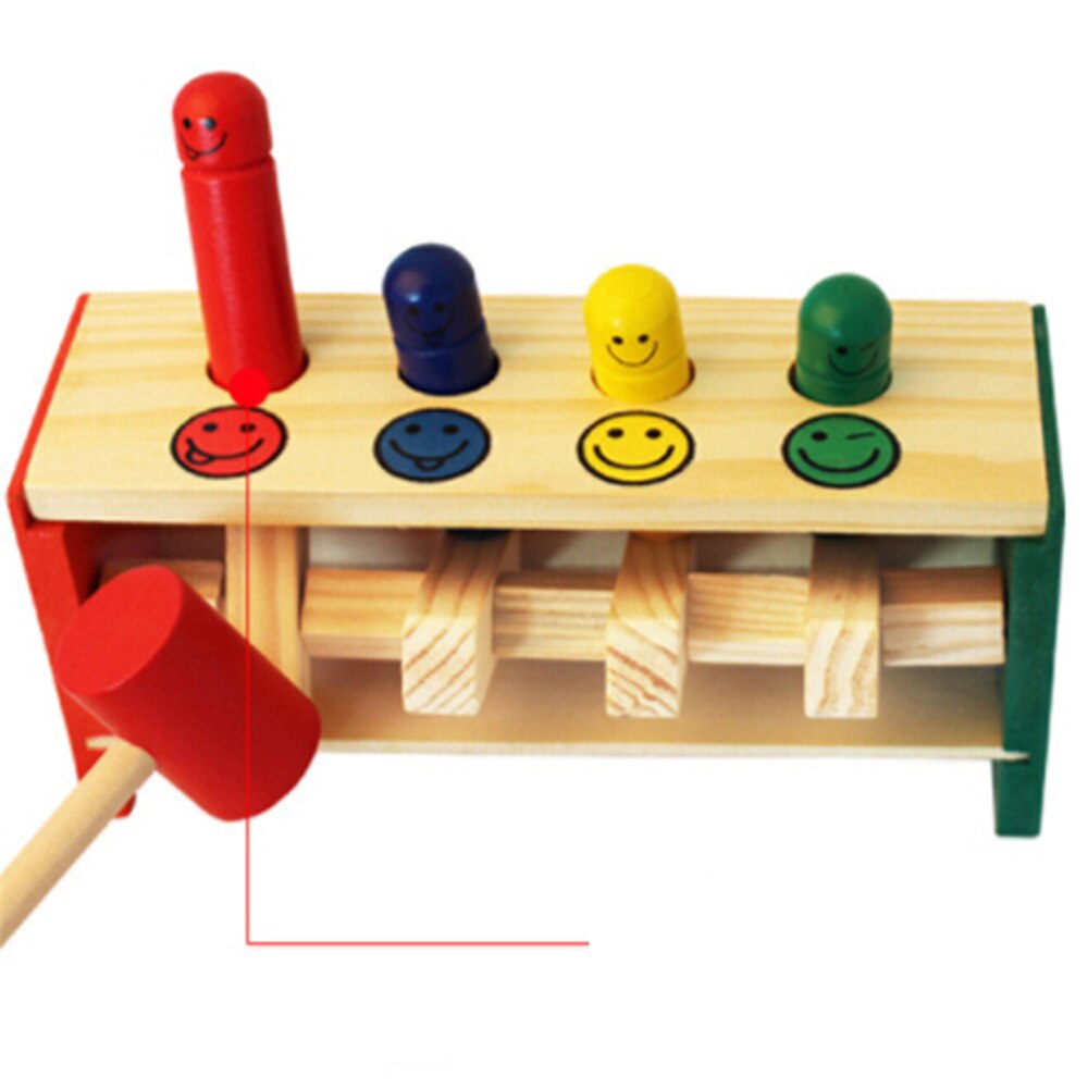 En bois correspondant à la couleur empilant la main martelant la boîte à billes jouet Parent-enfant jouets interactifs apprentissage précoce jouets éducatifs pour bébé: 1 set Hitting person