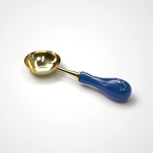 Manico in legno sigillo cucchiaio timbro cera strumento di riscaldamento biglietto di auguri di nozze fai da te cera perlina cucchiaio sigillo cucchiaio di cera di fusione inossidabile: blu maniglia