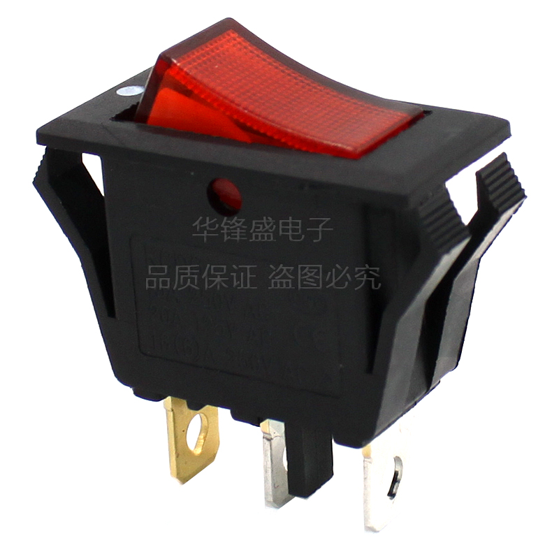 Interruttore a bilanciere Interruttore a pulsante da pannello Interruttore a pulsante a bilanciere quadrato 3 spillo 2 marce Pulsante rosso verde con luce 32 * 16MM 16A 250V Interruttore interruttore interruttore luce: Rosso