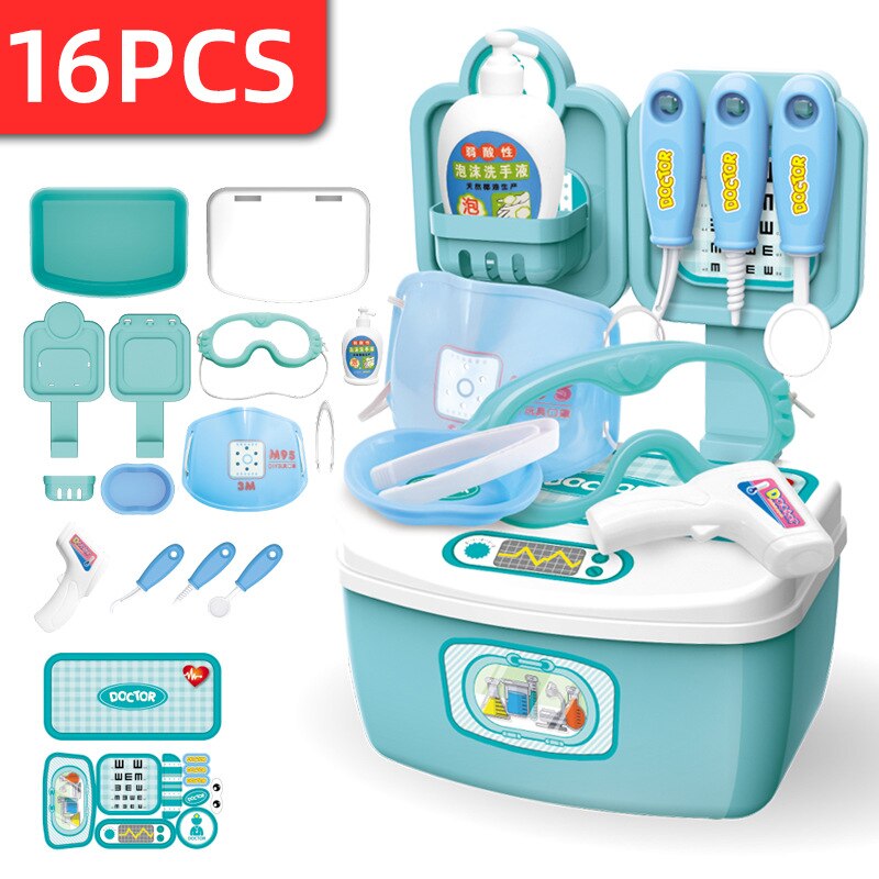 Cross border girl's playhouse vierdelige set tafel, commode, yi ju gereedschapskist, educatief speelgoed voor kinderen: Medische zorgset