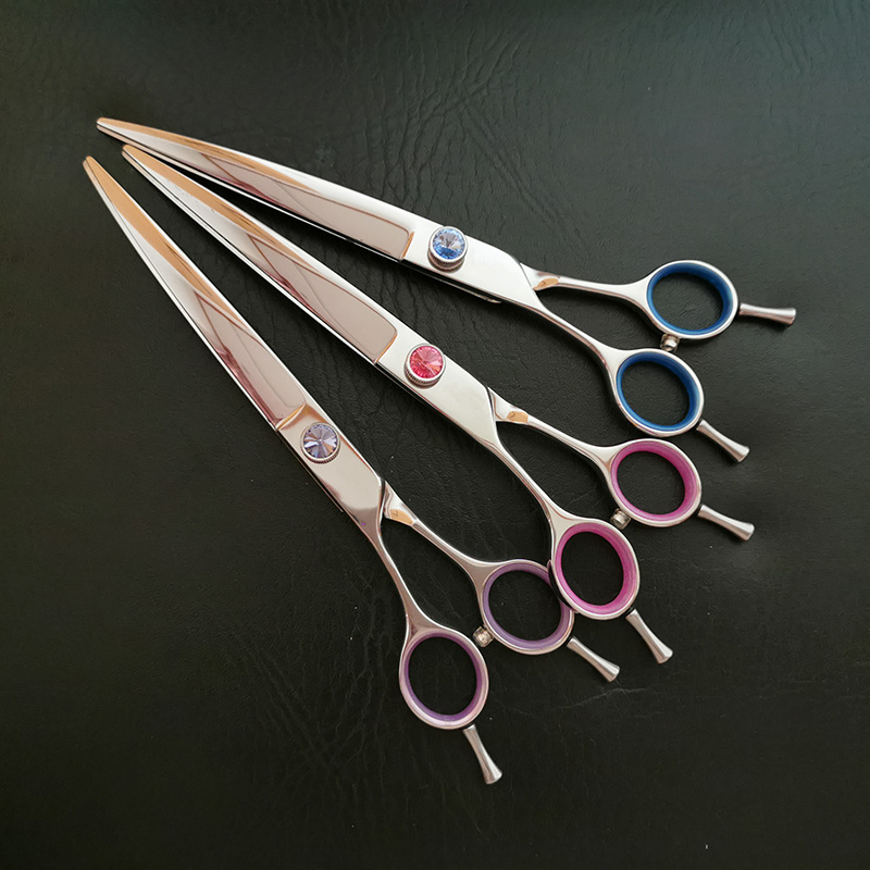 7 inch left hand curved blade dog grooming scissors