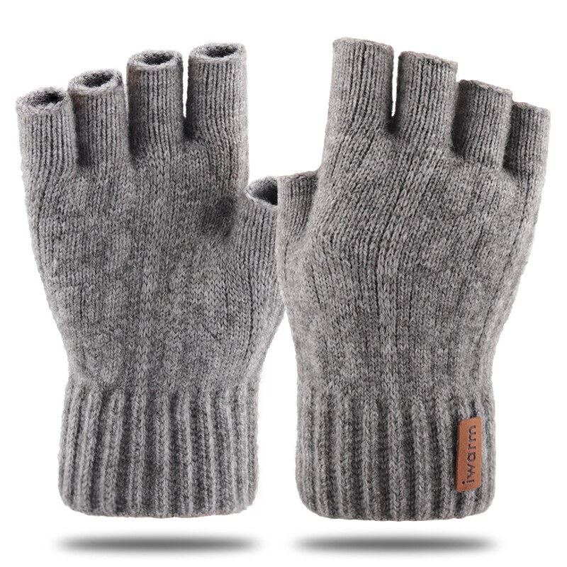 Iwarm guantes de medio dedo para mujeres y hombres guantes tejidos sin dedos Otoño Invierno mantener el calor mitones
