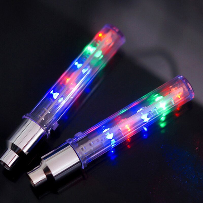 2 pçs motor da bicicleta do carro crânio pneu roda válvula caule bonés led flash luz lâmpada cor arco-íris