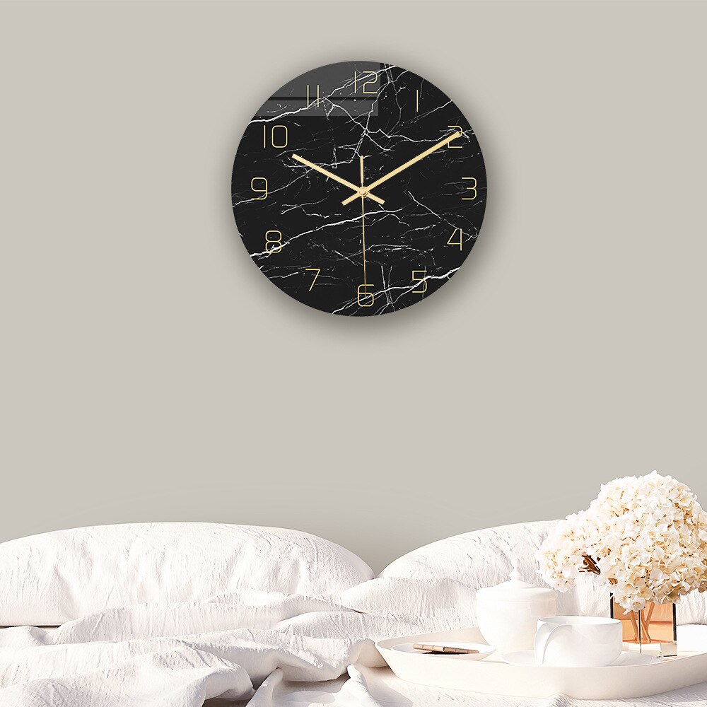 30CM Acrylic Wall Clock Quartz Analog Marble Clock 3D Chic Marble Print Modern Round Wall Watch Nordic Creativity Home Decor