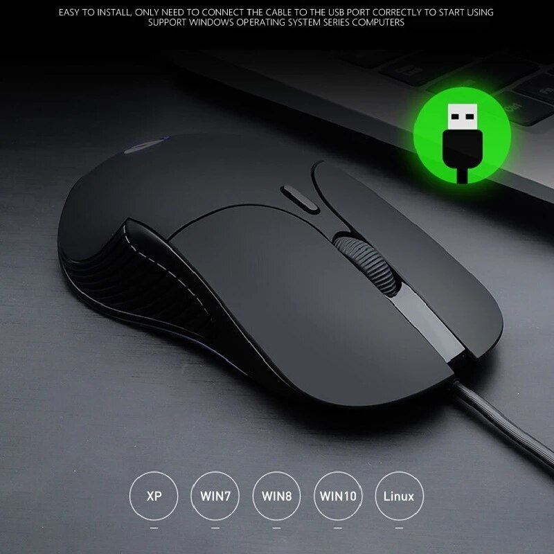 INPHIC – souris de jeu PB1, filaire, USB, 6 touches, 4800 DPI, réglage de la Macro définition, programmation pour PC